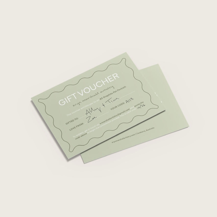 Graphite Pet Portrait Gift Voucher